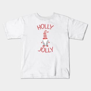 Cute gnome and Holly Jolly. Kids T-Shirt